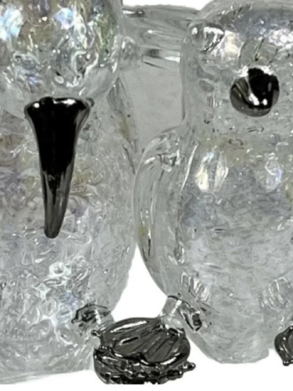 Clear Decorative Glass Bird Pair with Black Accents - Holiday Pillow Accent